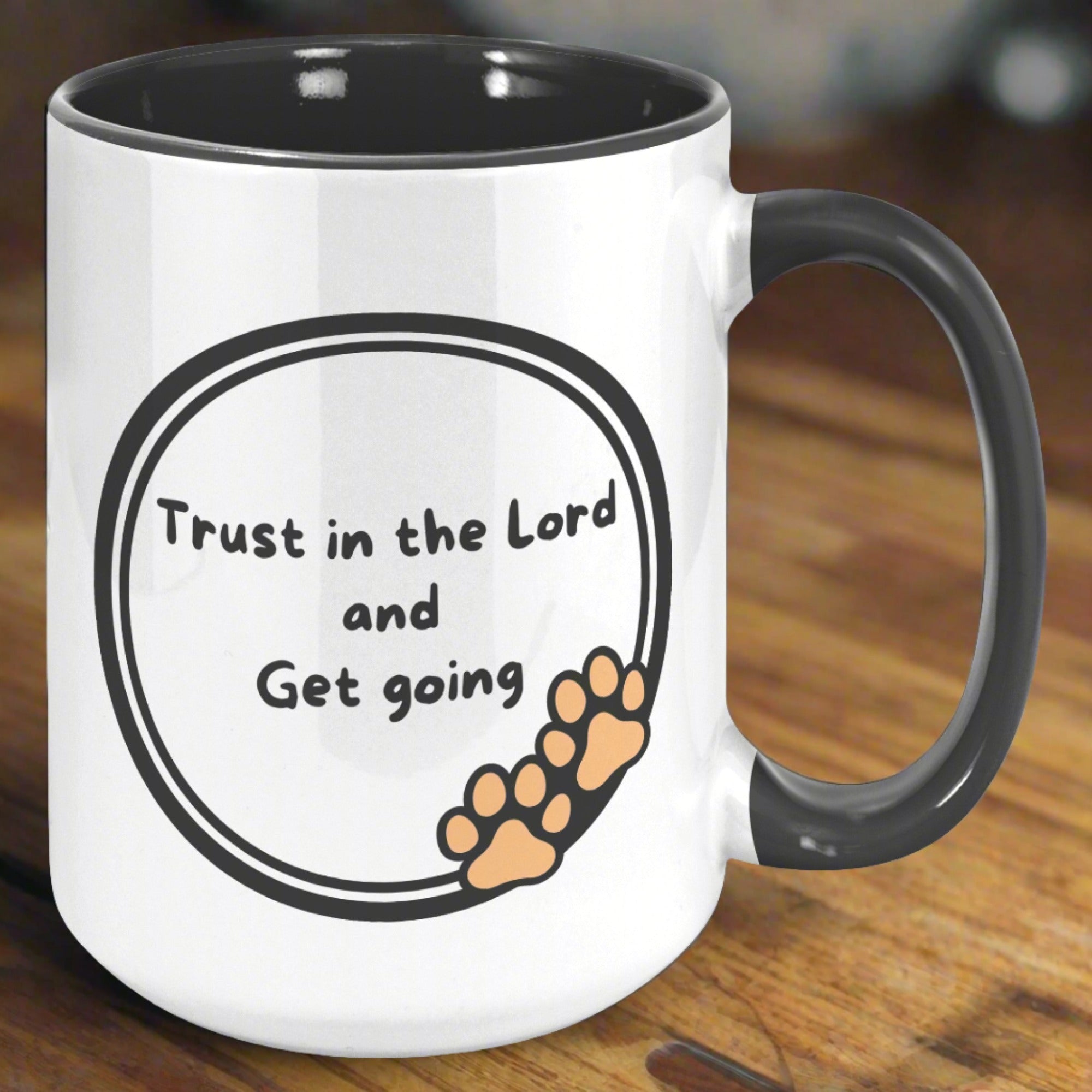 "God never sleeps but I always want to" 15oz Sleeping Puppy Christian Mug - inside color schemes