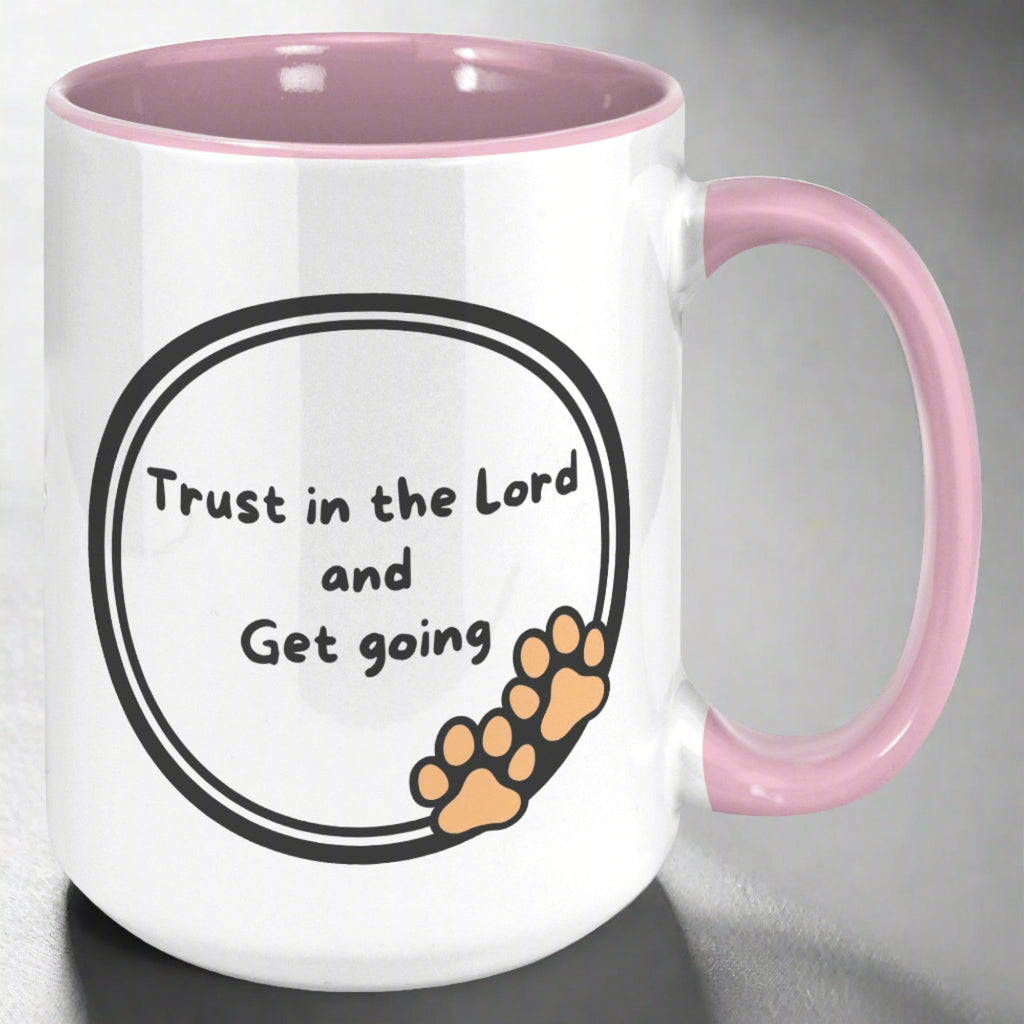 "God never sleeps but I always want to" 15oz Sleeping Puppy Christian Mug - inside color schemes