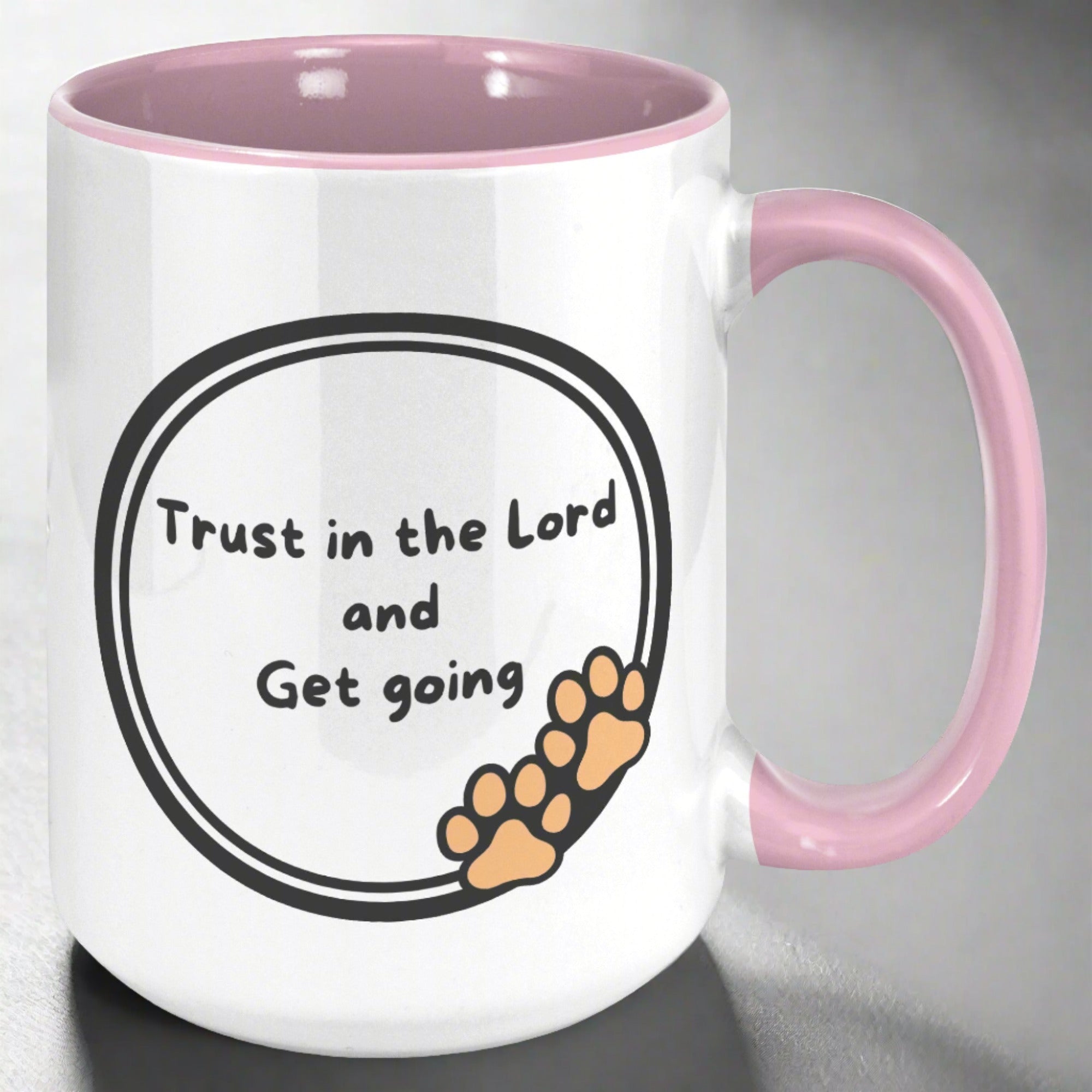 "God never sleeps but I always want to" 15oz Sleeping Puppy Christian Mug - inside color schemes