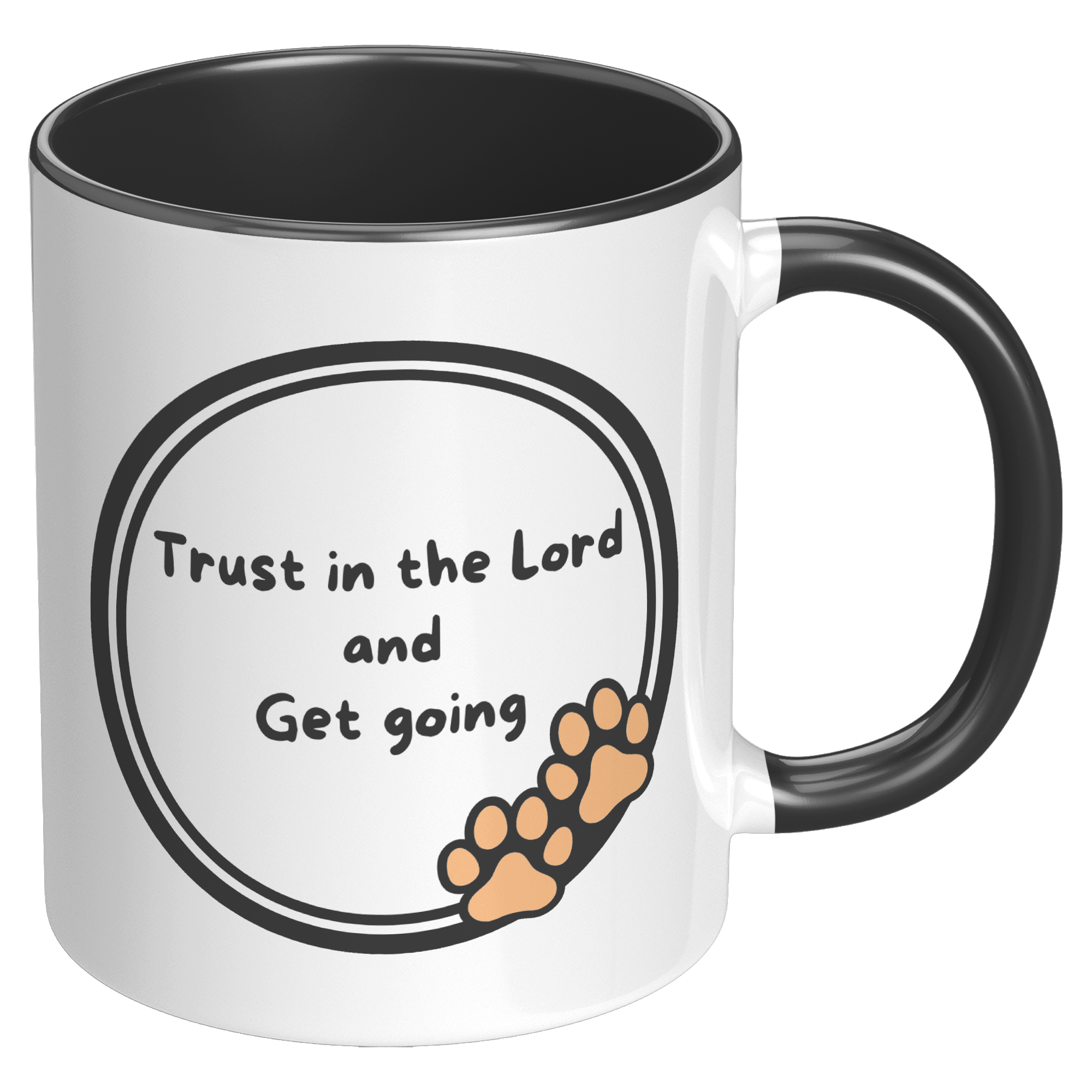 11oz "God never sleeps but I always want to" Christian White Mug, Sleeping puppy and inside color schemes