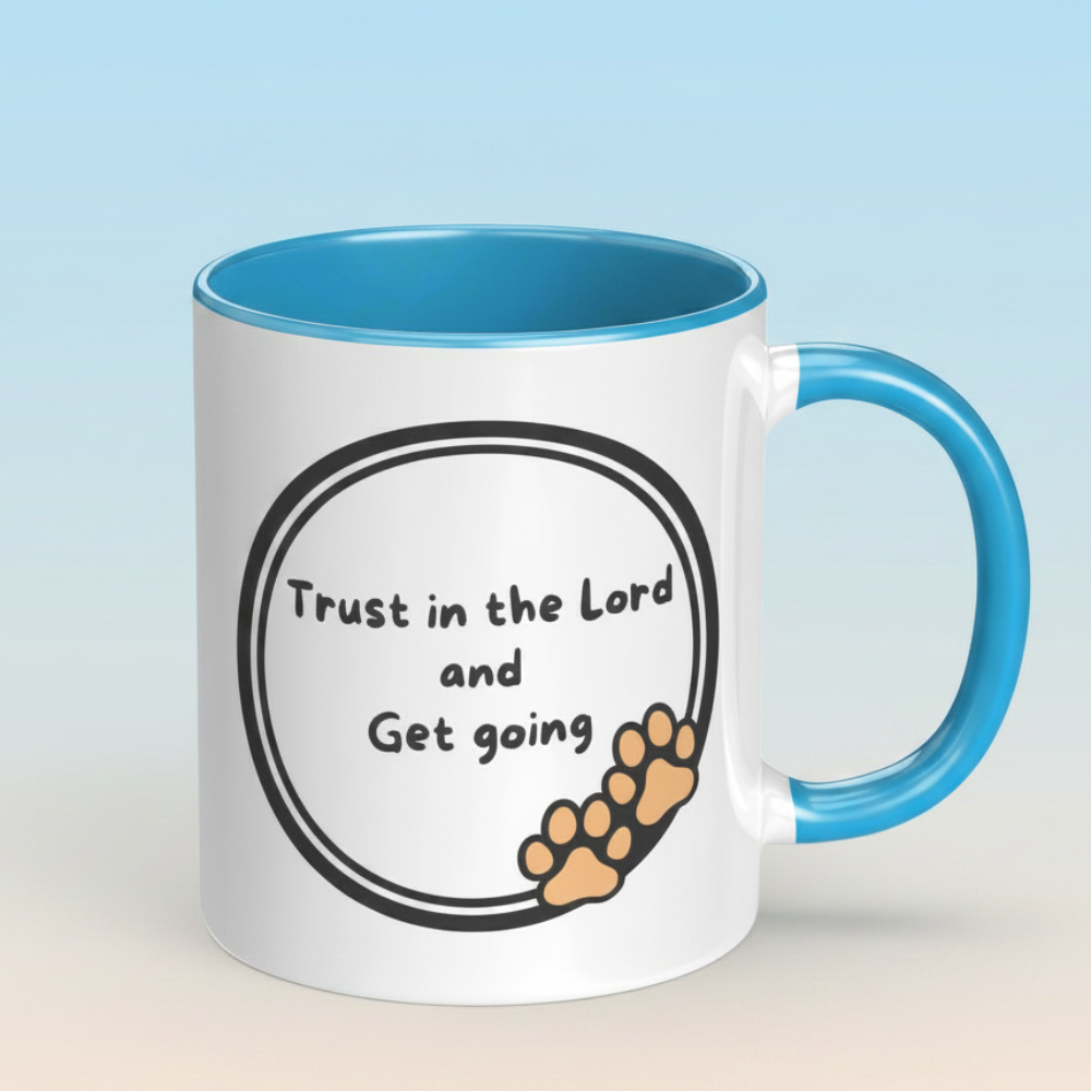 11oz "God never sleeps but I always want to" Christian White Mug, Sleeping puppy and inside color schemes