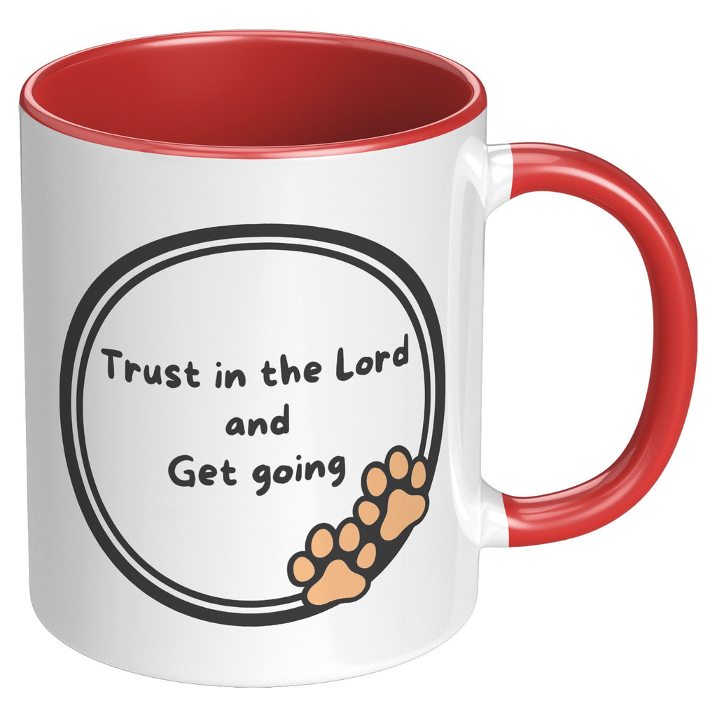 11oz "God never sleeps but I always want to" Christian White Mug, Sleeping puppy and inside color schemes
