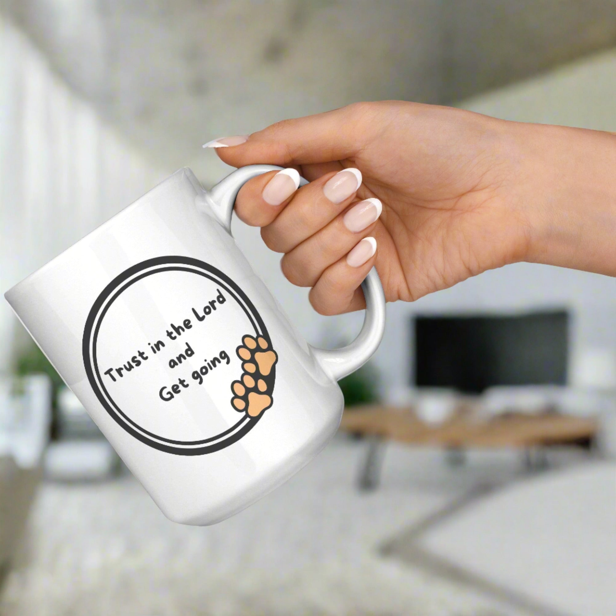 "God never sleeps but I always want to" 15oz Sleeping Puppy Christian Mug - inside color schemes