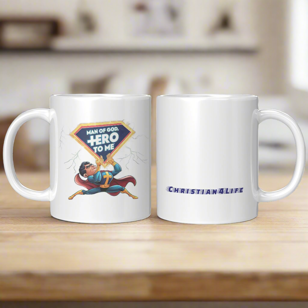 Christian Mug "Man of God, Hero to me", A Gift for the God-Fearing Hero in Your Life