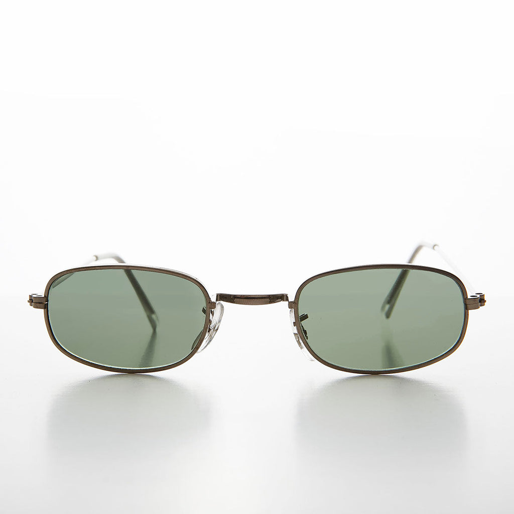 Rectangular Frame 90s Vintage Sunglass with Glass Lens - Declan