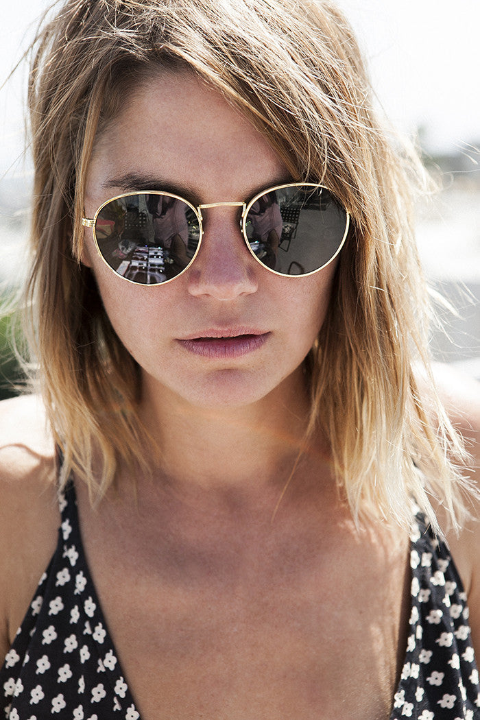 Round Metal Vintage Sunglass with Glass Lens - Julian