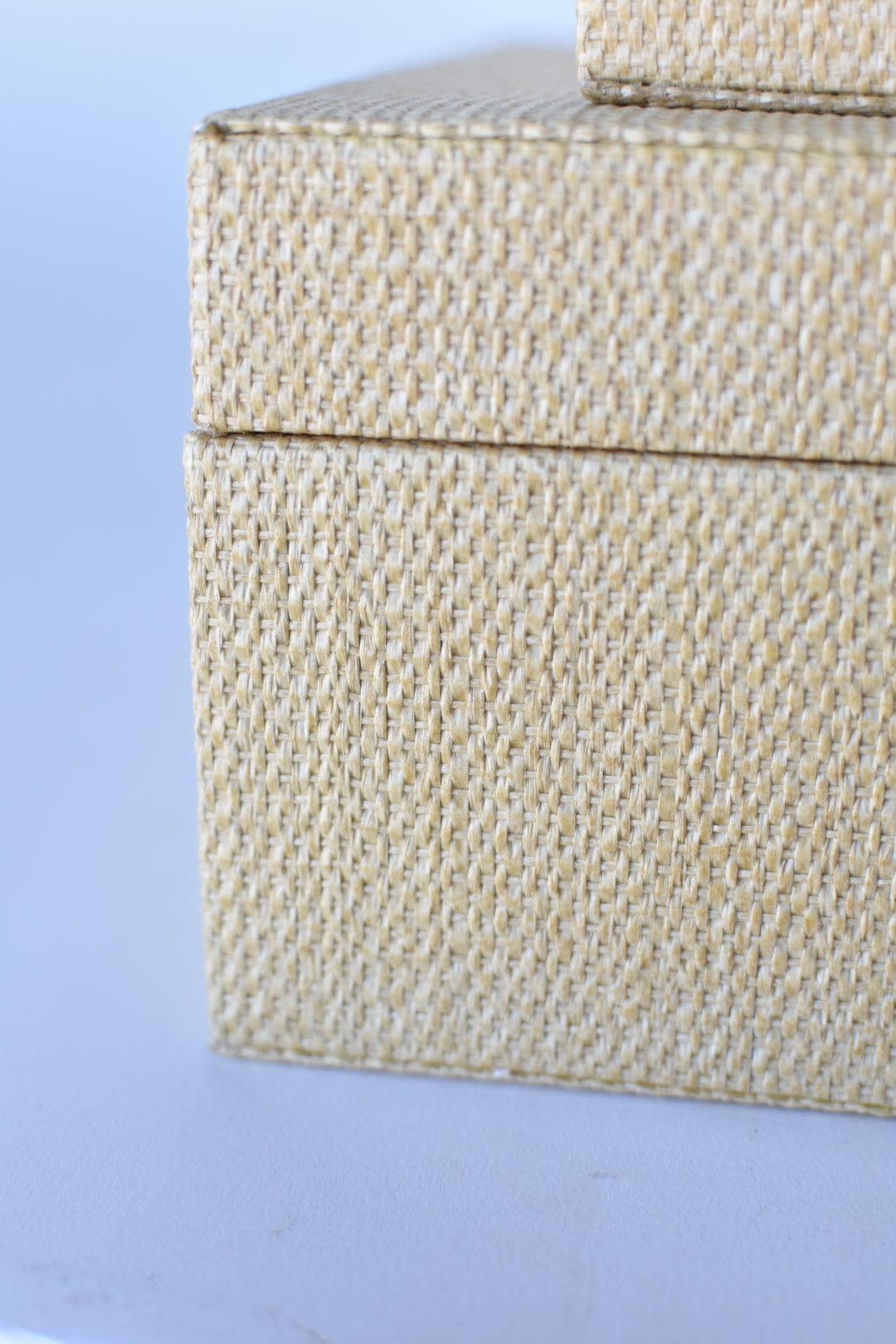 Natural Grasscloth Box w/Silver Detail