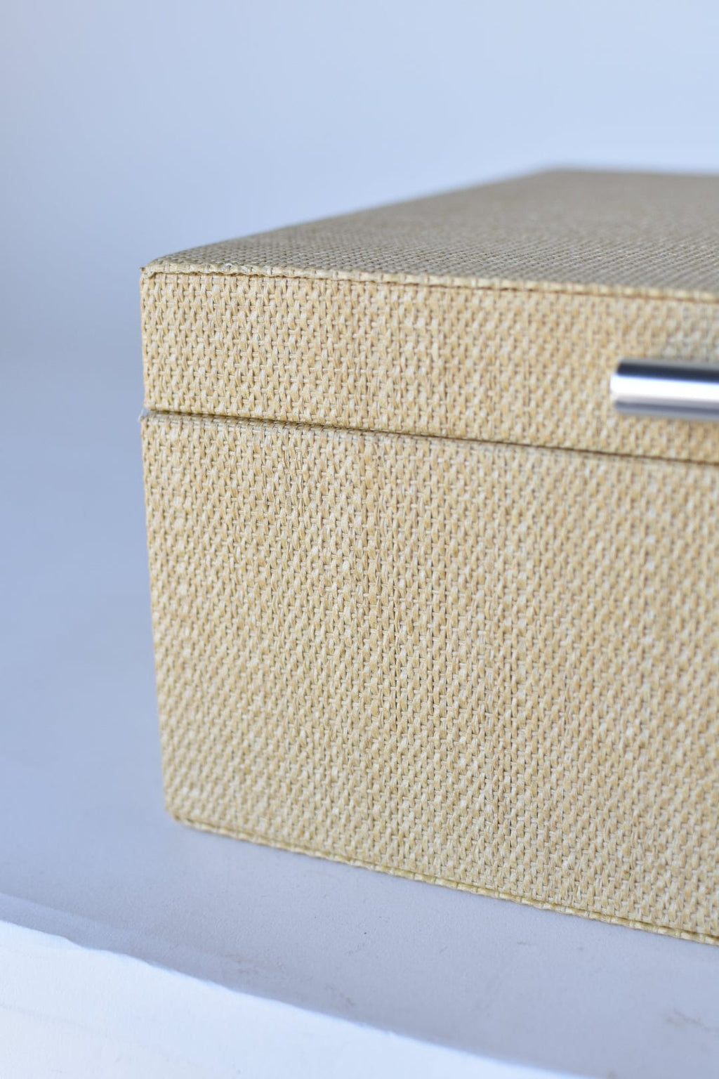 Natural Grasscloth Box w/Silver Detail