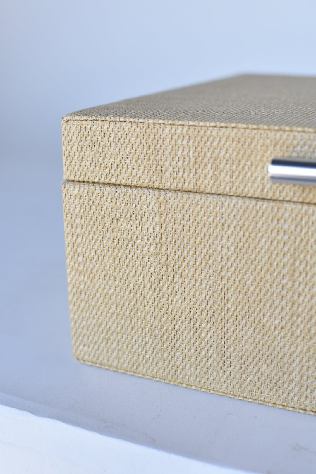 Natural Grasscloth Box w/Silver Detail
