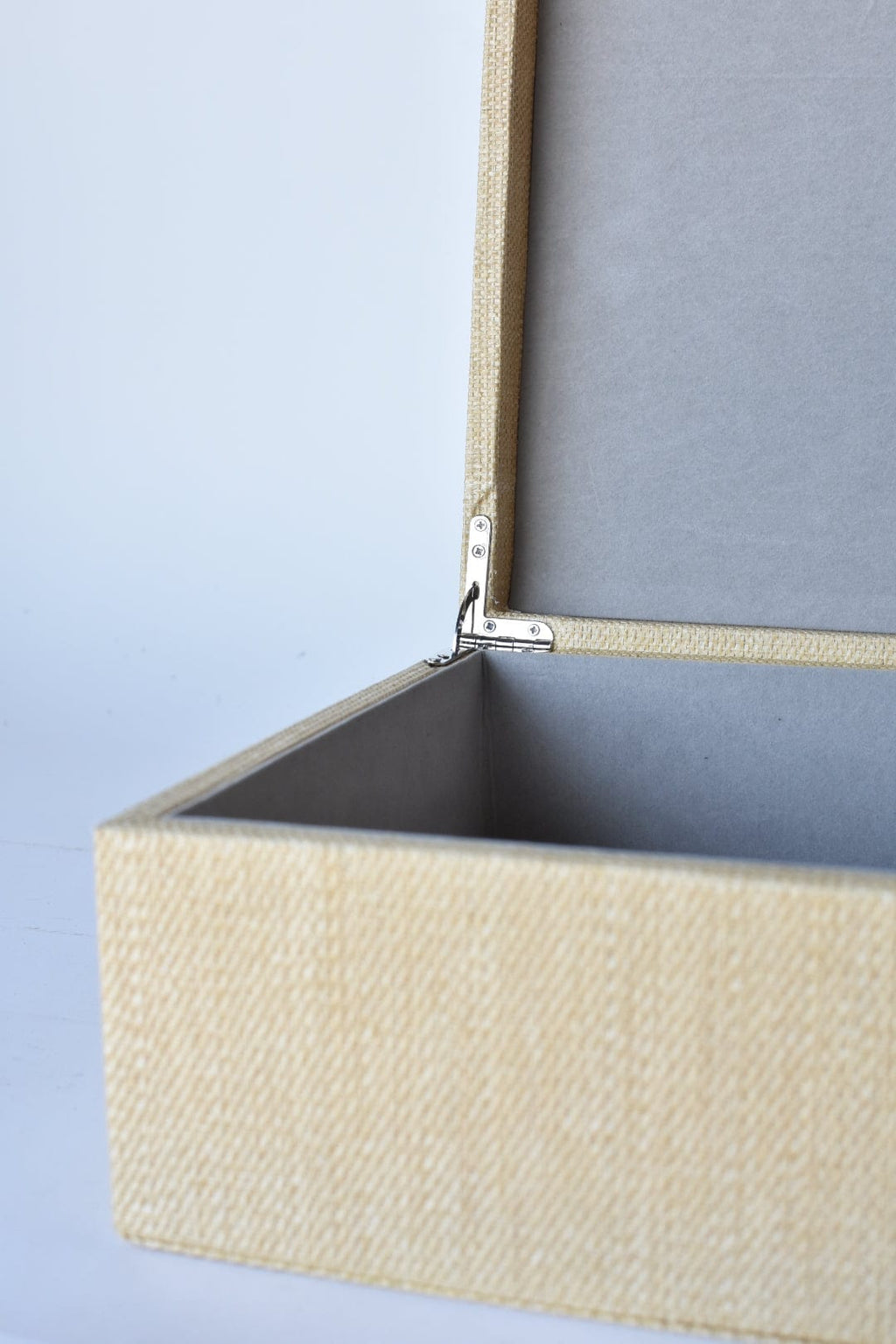 Natural Grasscloth Box w/Silver Detail