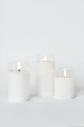 Set of 3 LED Flickering Candles in Glass Vase