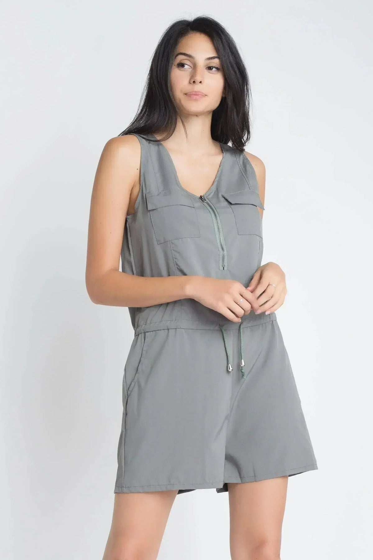 Women's Zip Front Sleeveless Romper