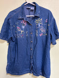 Bobby Brooks Short Sleeve Denim Shirt with Embroidery