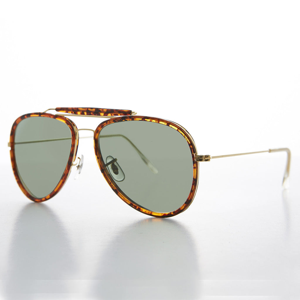 Large Wrapped Aviator with Glass Lens - Edwards