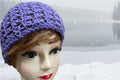 Purple handmade crocheted headband.