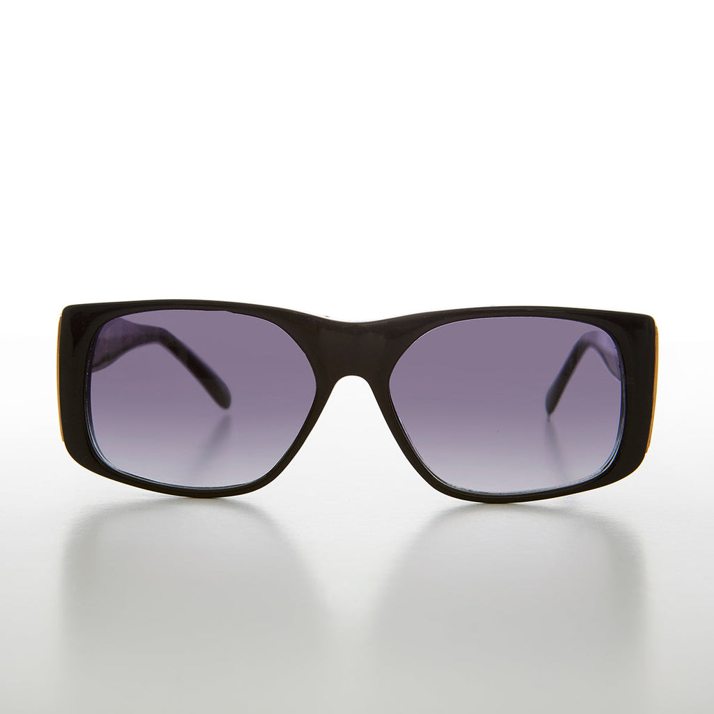Square Block Sunglass with Gold Rim Accents  - Efren