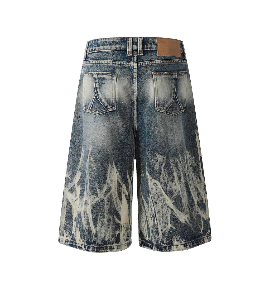 ACID DENIM SHORTS