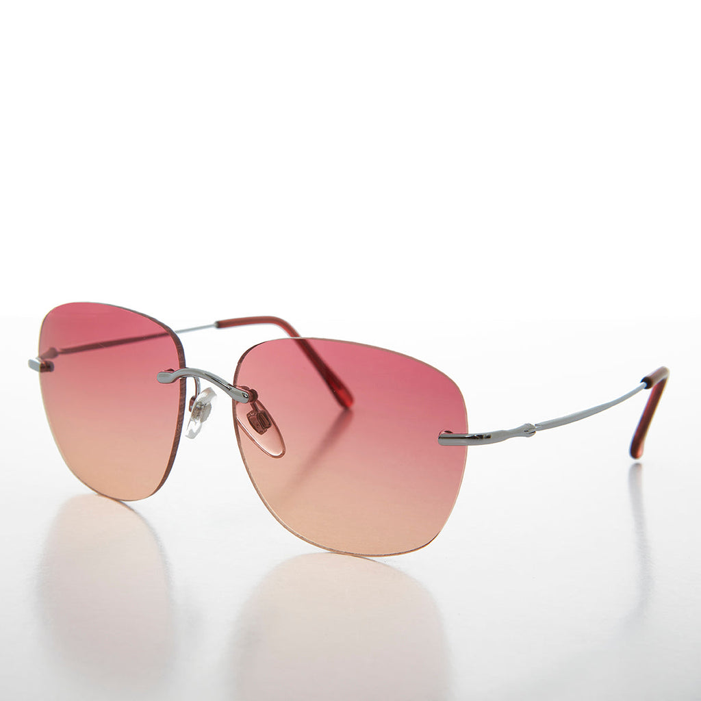 Rimless Ocean Colored Lens Women's Sunglasses - Fancy