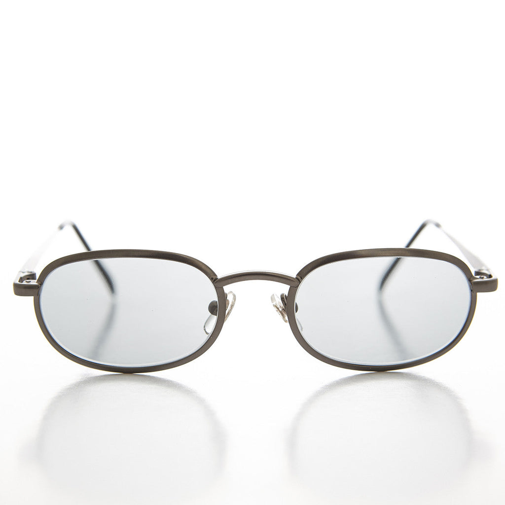 Oval Metal Half Frame Transition Glass Lens Vintage Sunglass - Foster