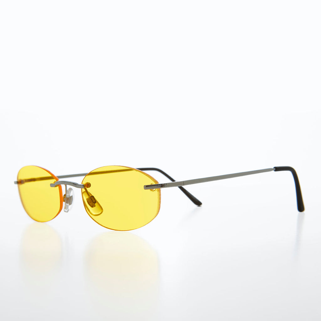 Yellow Rimless Lens Vintage Sunglass - Frito