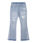 SKY DISTRESSED SPLIT FLARE DENIM