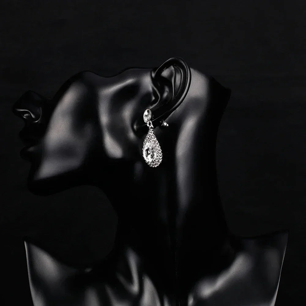 TREAZY Fashion Crystal Wedding Drop Earrings for Women Silver Color Bridal Dangle Earrings Brides Gifts Birthday Party Jewelry