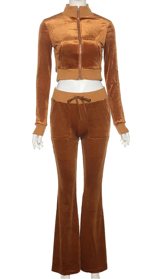 Velour Luxe Zip-Up Jogger Set