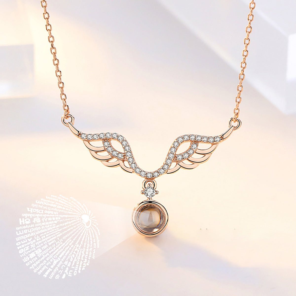 Customized 925 Silver 100 languages Projection Necklace Couple Memory Gifts