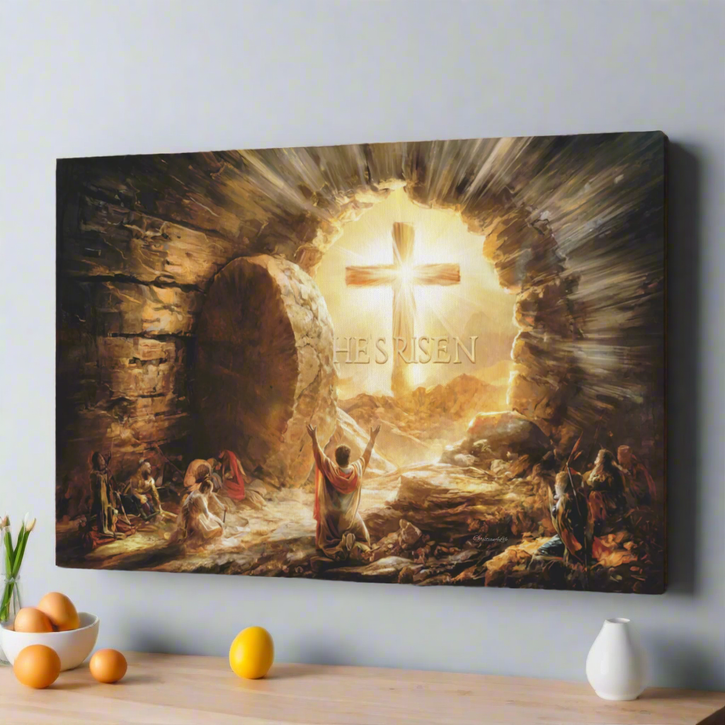He Is Risen - Gallery Wrapped Canvas - Jesus Resurrection, Christian Easter Wall Art