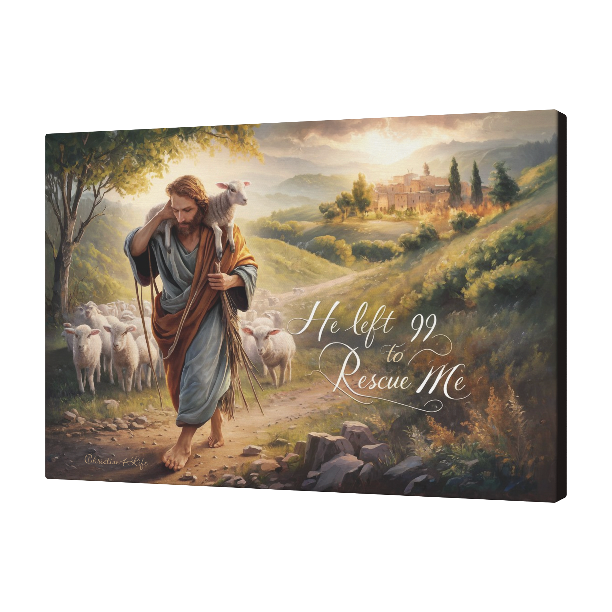 "He Left 99 To Rescue Me" Gallery Wrapped Christian Wall Art Canvas