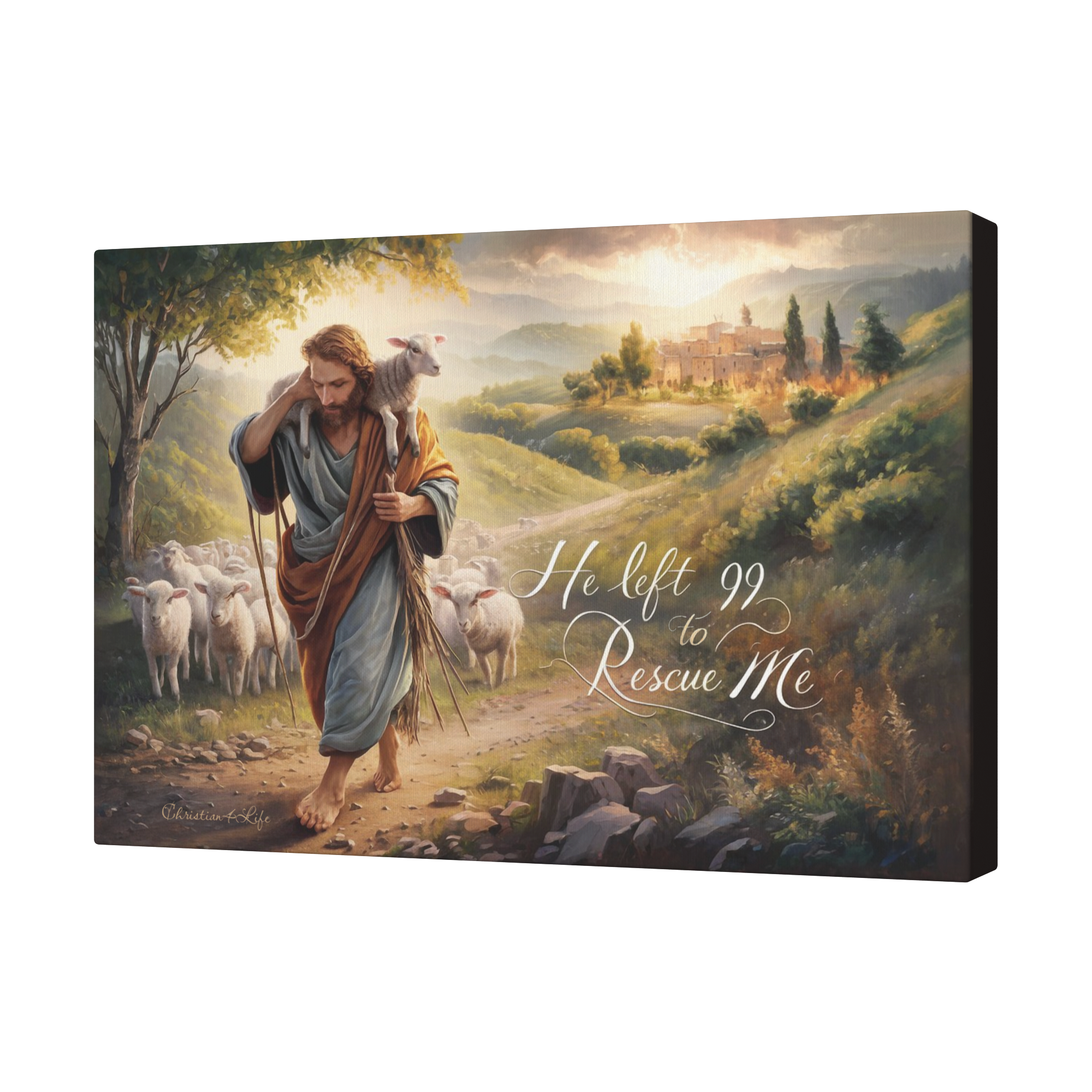 "He Left 99 To Rescue Me" Gallery Wrapped Christian Wall Art Canvas