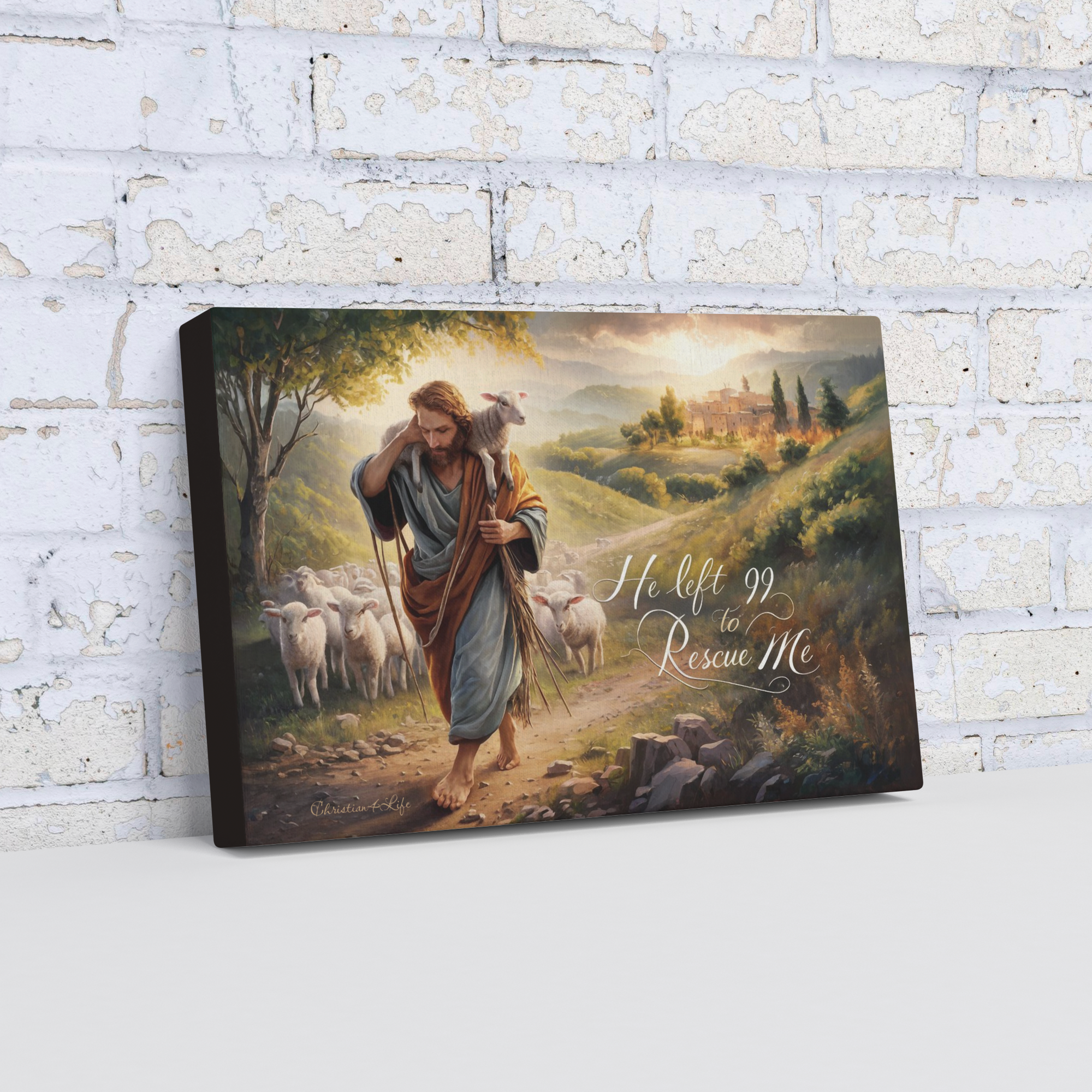 "He Left 99 To Rescue Me" Gallery Wrapped Christian Wall Art Canvas