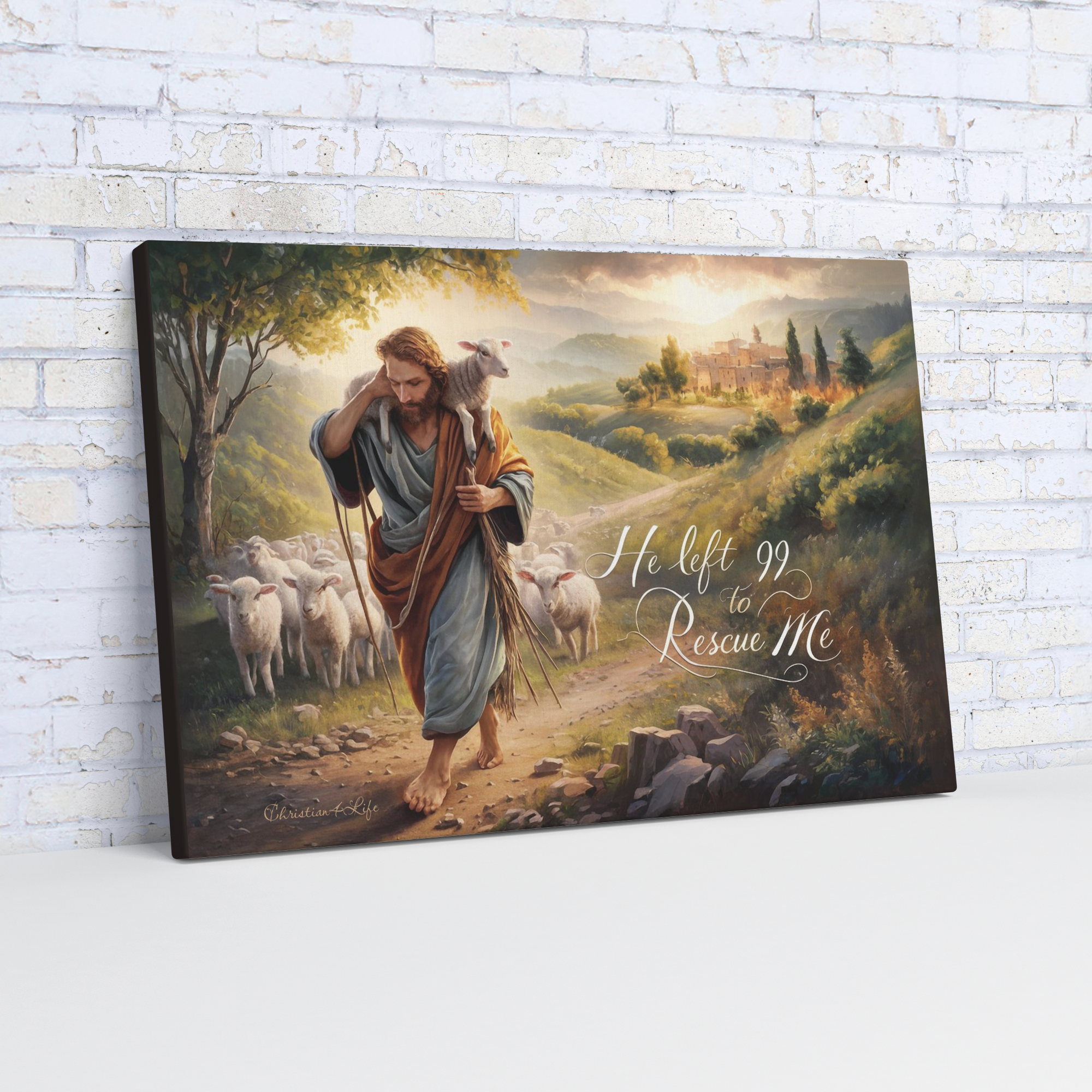 "He Left 99 To Rescue Me" Gallery Wrapped Christian Wall Art Canvas