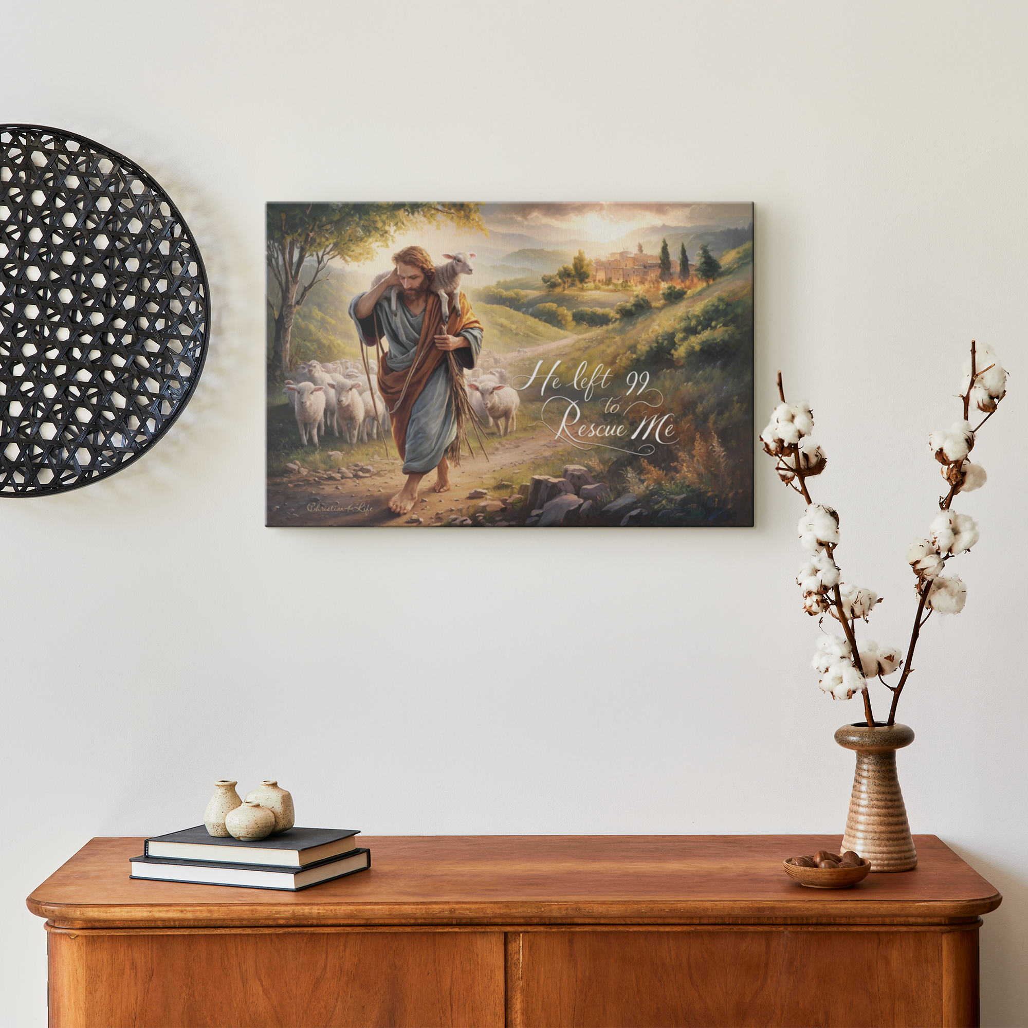"He Left 99 To Rescue Me" Gallery Wrapped Christian Wall Art Canvas