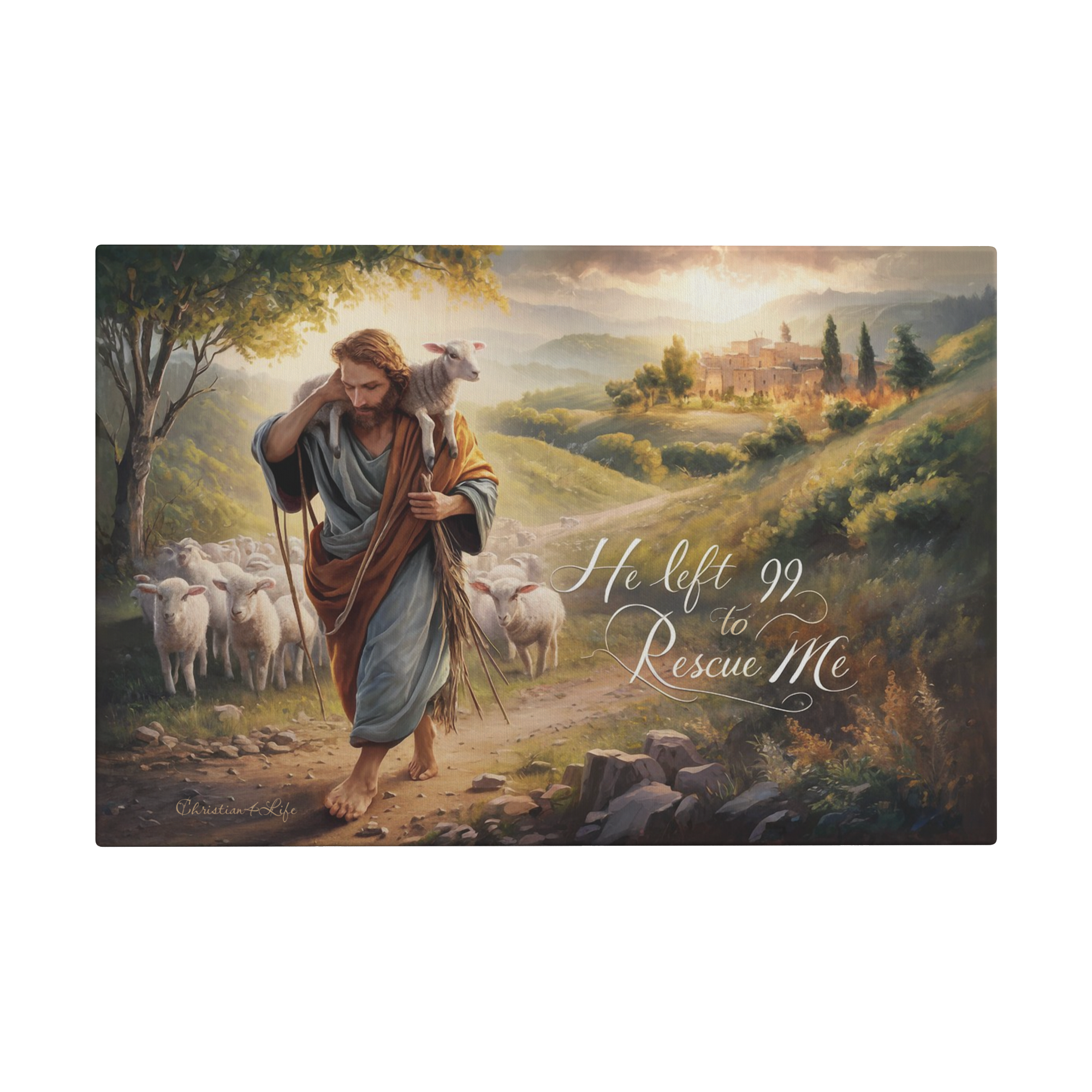"He Left 99 To Rescue Me" Gallery Wrapped Christian Wall Art Canvas