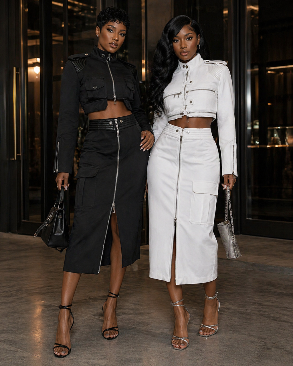 Structured Moto Jacket + Cargo Skirt Set