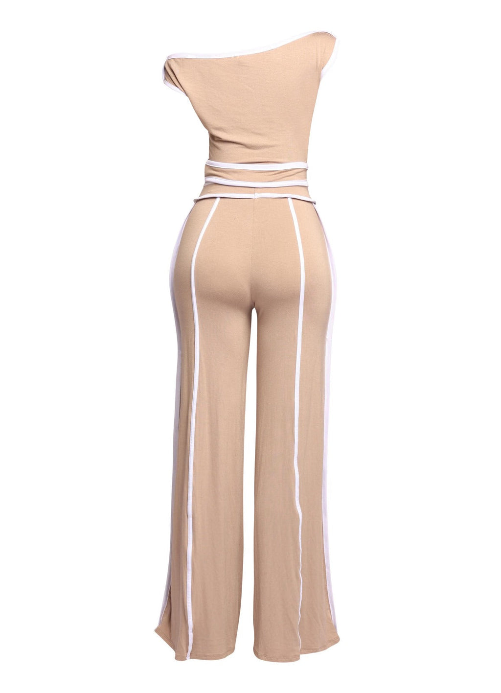 Off Shoulder Short Sleeve Top with Wide Leg Pants
