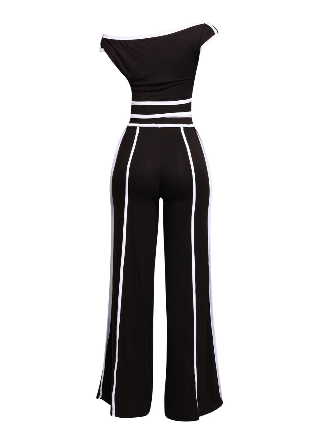 Off Shoulder Short Sleeve Top with Wide Leg Pants