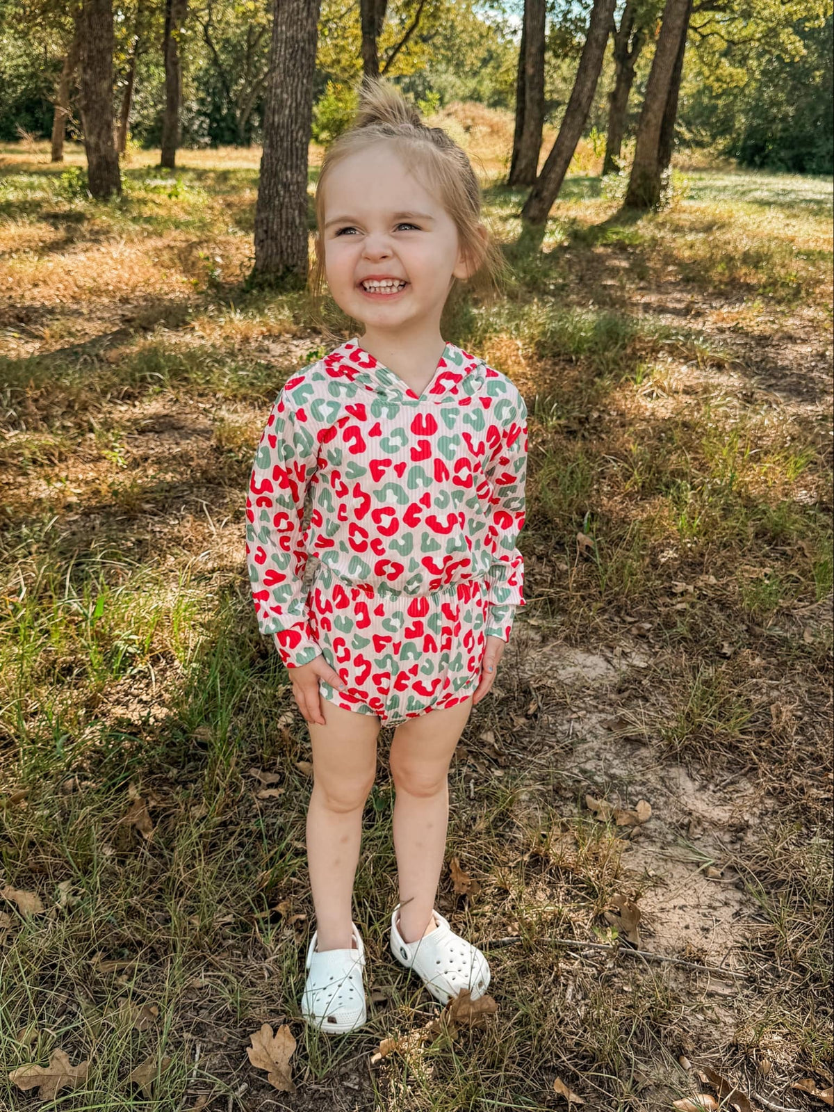 Christmas leopard Ribbed Hooded romper