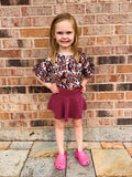 Western bow ribbed ruffle top