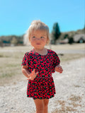 Christmas Leopard ribbed skirted romper