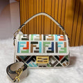 Roma Geometric Embroidered Flap Bag | Convertible Canvas Shoulder Handbag