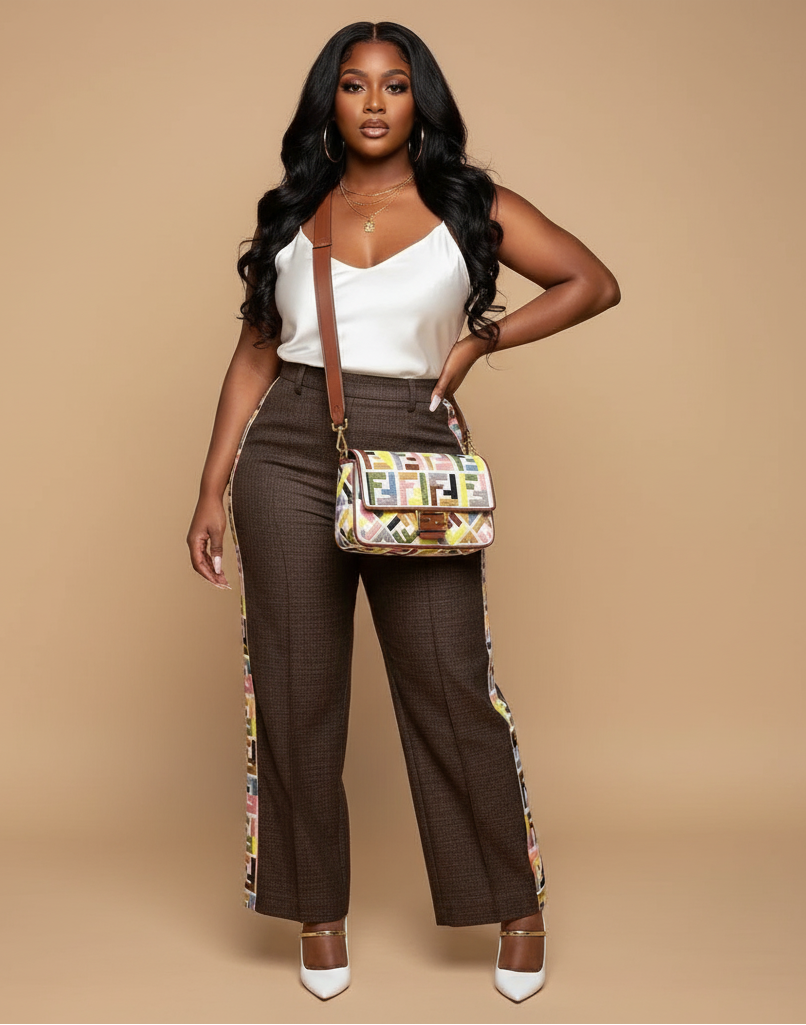 Roma Geometric Embroidered Flap Bag | Convertible Canvas Shoulder Handbag