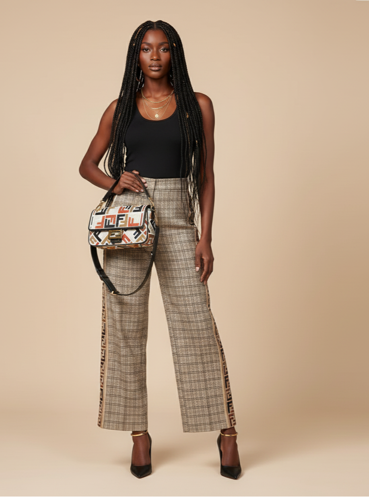 Roma Geometric Embroidered Flap Bag | Convertible Canvas Shoulder Handbag