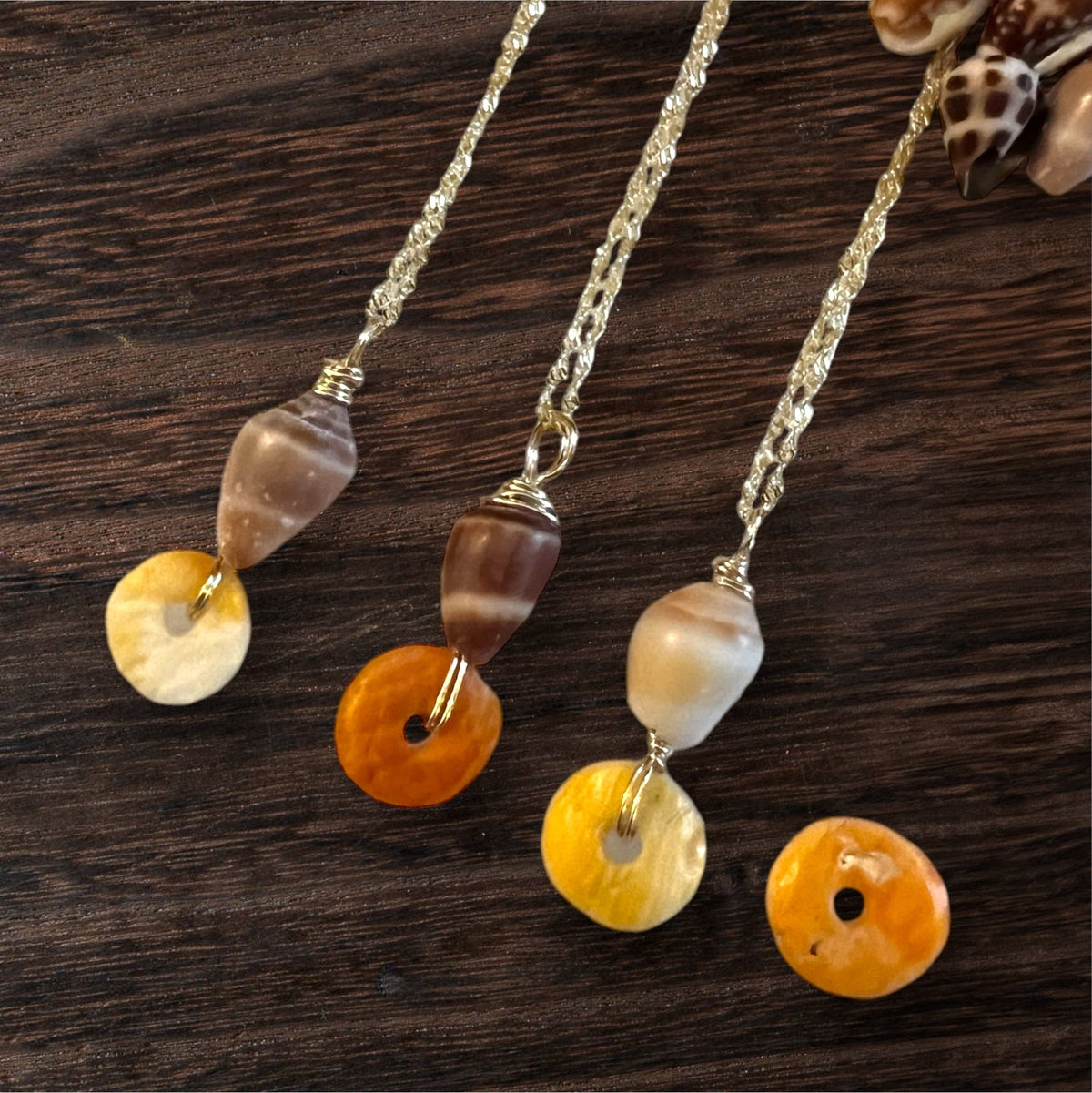 Dainty Spondy & Cone Shell (Adjustable Chain: 14k GF)