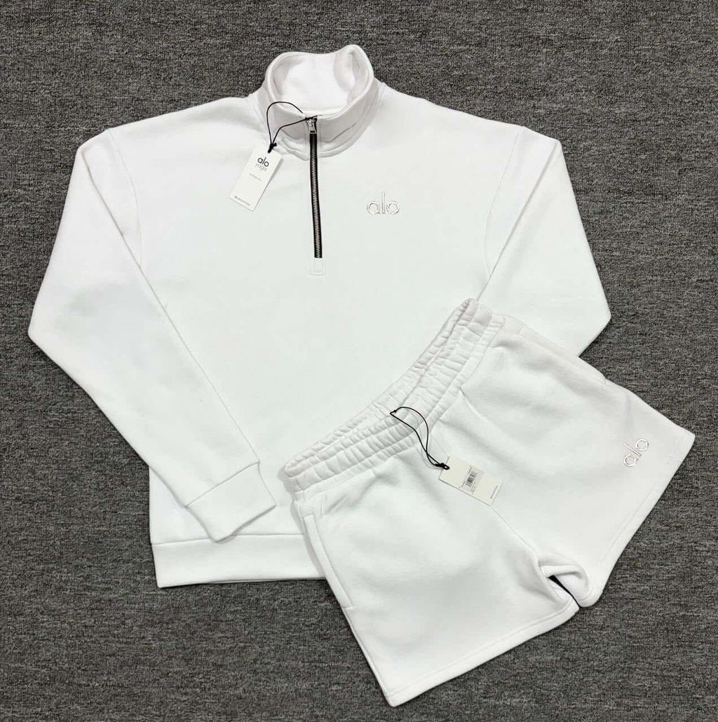 Quarter Zip Pullover & Shorts Premium Lounge Set