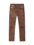 Makobi Distressed Straight Leg Jeans – Brown