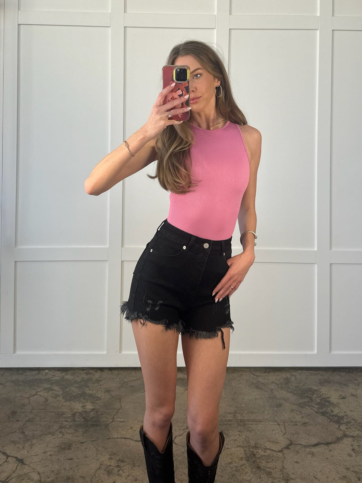 On The Go Distressed Shorts - Black