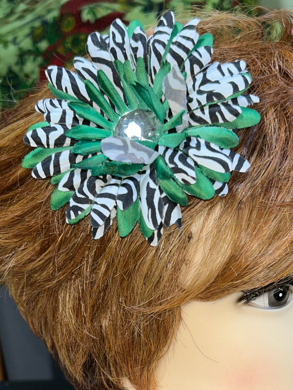 Floral zebra print hair clips