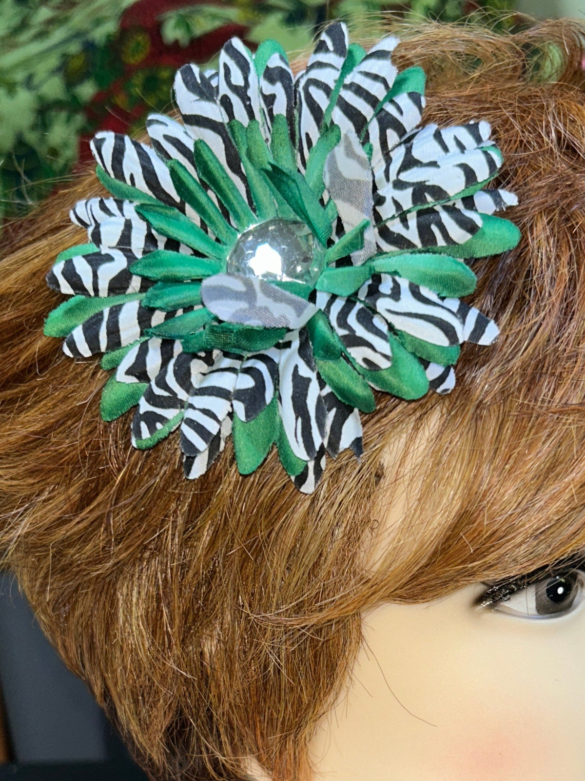 Floral zebra print hair clips